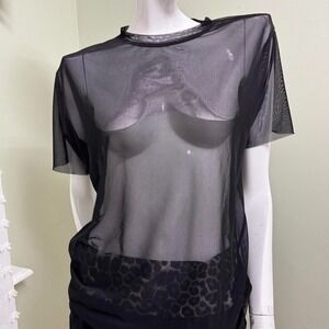 Urban Outfittes Silence + Noise Black mesh oversized tee shirt